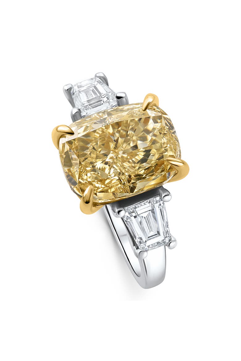 Certified Platinum & Gold Intense 5.50Ct Cushion Diamond Engagement Ring, Alternate, color, Platinum