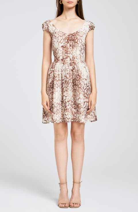 Sandrine Snakeskin Print Satin Minidress
