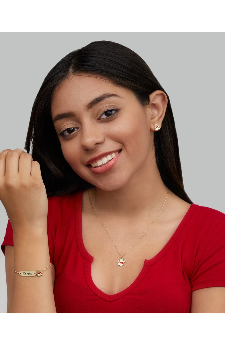 Disney 14K Gold Winnie the Pooh Red Shirt Pendant, 18", Alternate, color,