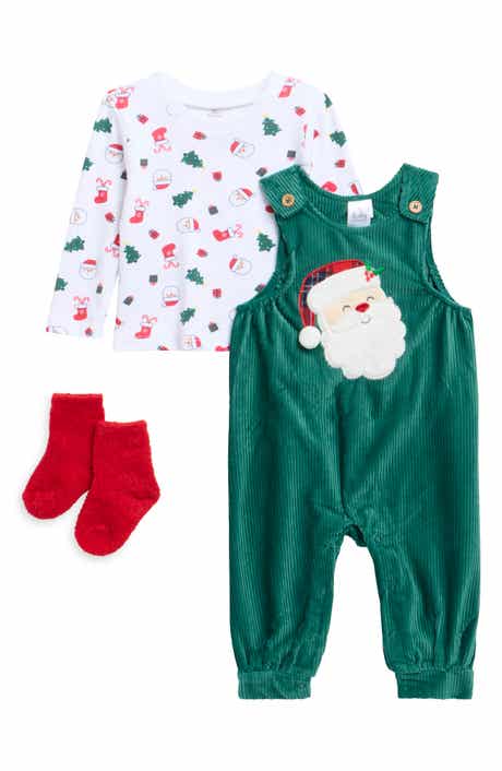 Kids' Santa Overalls, T-Shirt & Socks 3-Piece Set