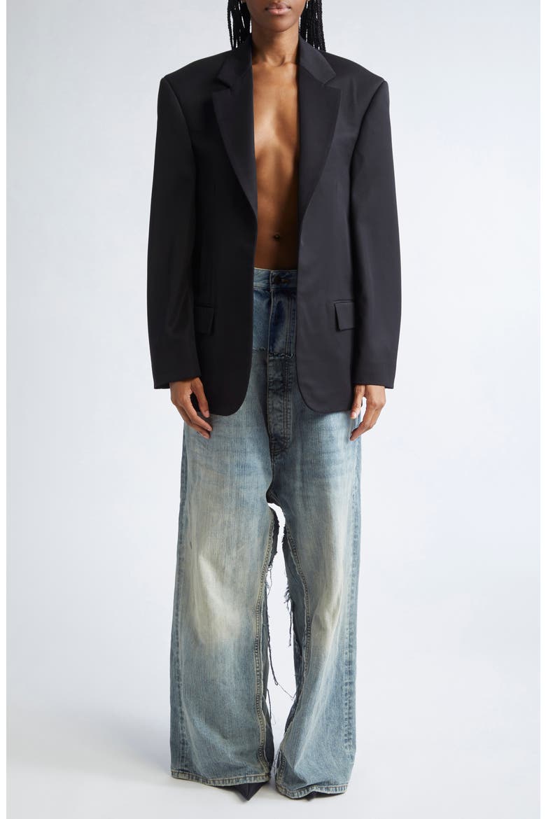 Tailored Wool Gabardine Blazer, Alternate, color, 1000 BLACK