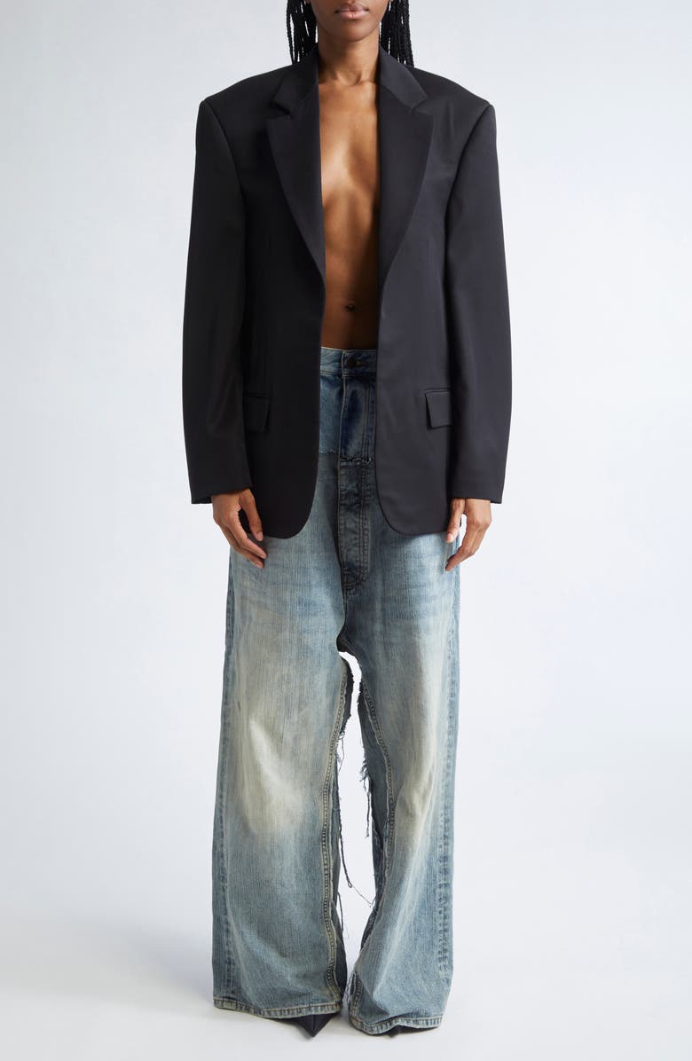 Balenciaga Tailored Wool Gabardine Blazer, Alternate, color, 1000 Black