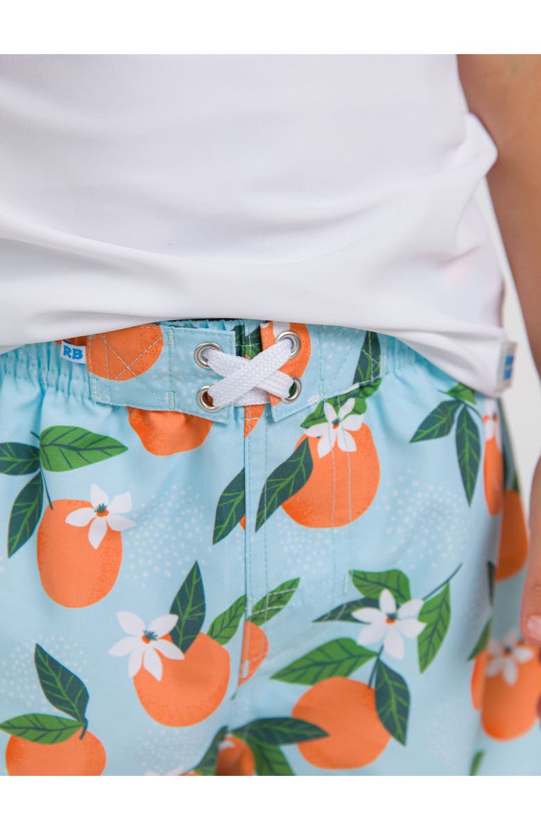 RuggedButts Boys Orange You The Sweetest UPF50+ Swim Trunks, Alternate, color, Blue Orange You The Sweetest