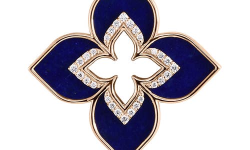 Roberto Coin 18k Rose Gold Venetian Princess Lapis & Diamond Flower Pendant Necklace, 33 In Rose Gold
