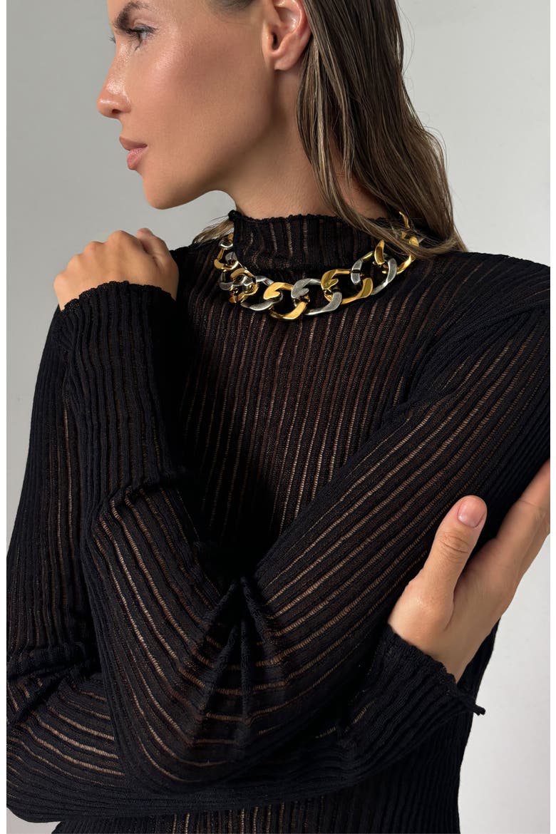 Mixed Metal Oversize Chain Link Necklace, Alternate, color, GOLD