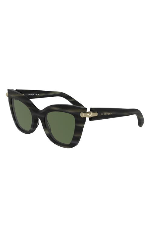 Longchamp Roseau 50mm Gradient Cat Eye Sunglasses In Striped Grey