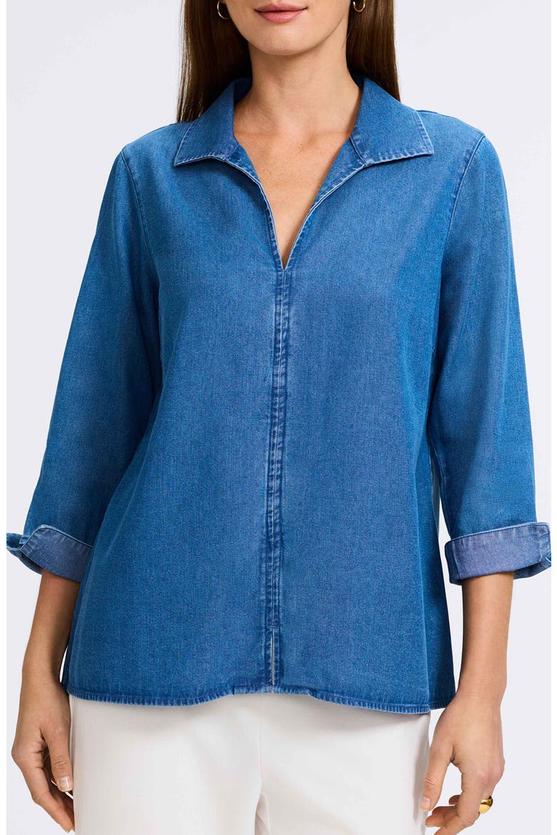 Agnes Denim Shirt, Main, color, MEDIUM WASH