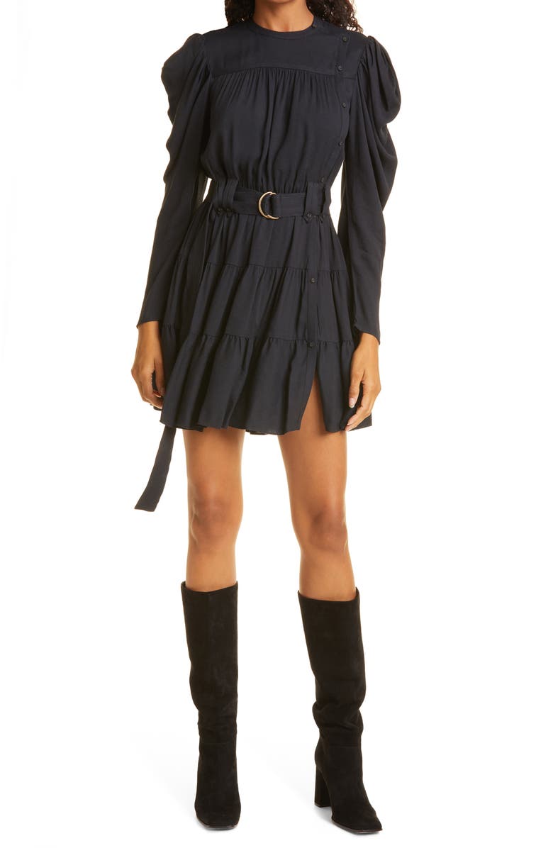 Ulla Johnson Francisca Belted Ruffle Long Sleeve Minidress, Main, color, 