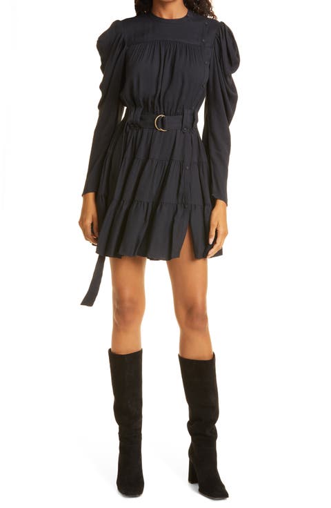 Francisca Belted Ruffle Long Sleeve Minidress