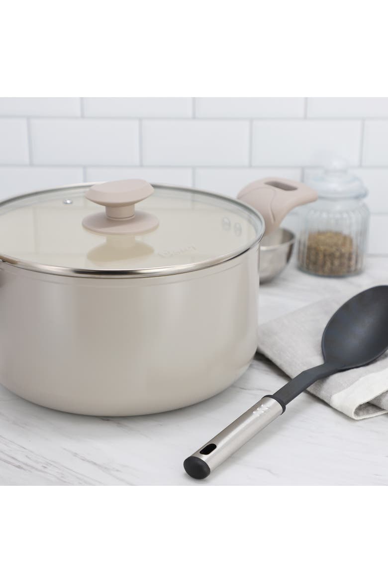 6 Quart Ceramic Nonstick Aluminum Dutch Oven, Alternate, color, Beige