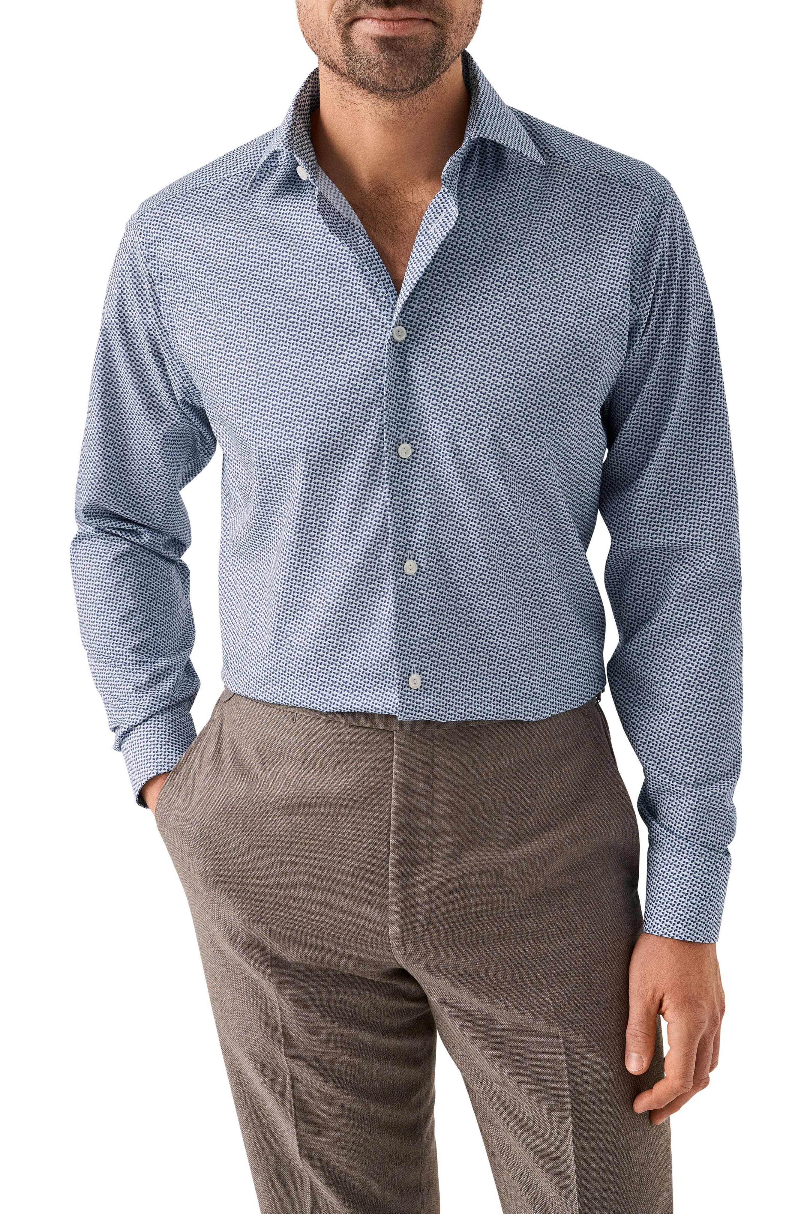 Eton Slim Fit Geometric Print Cotton Dress Shirt