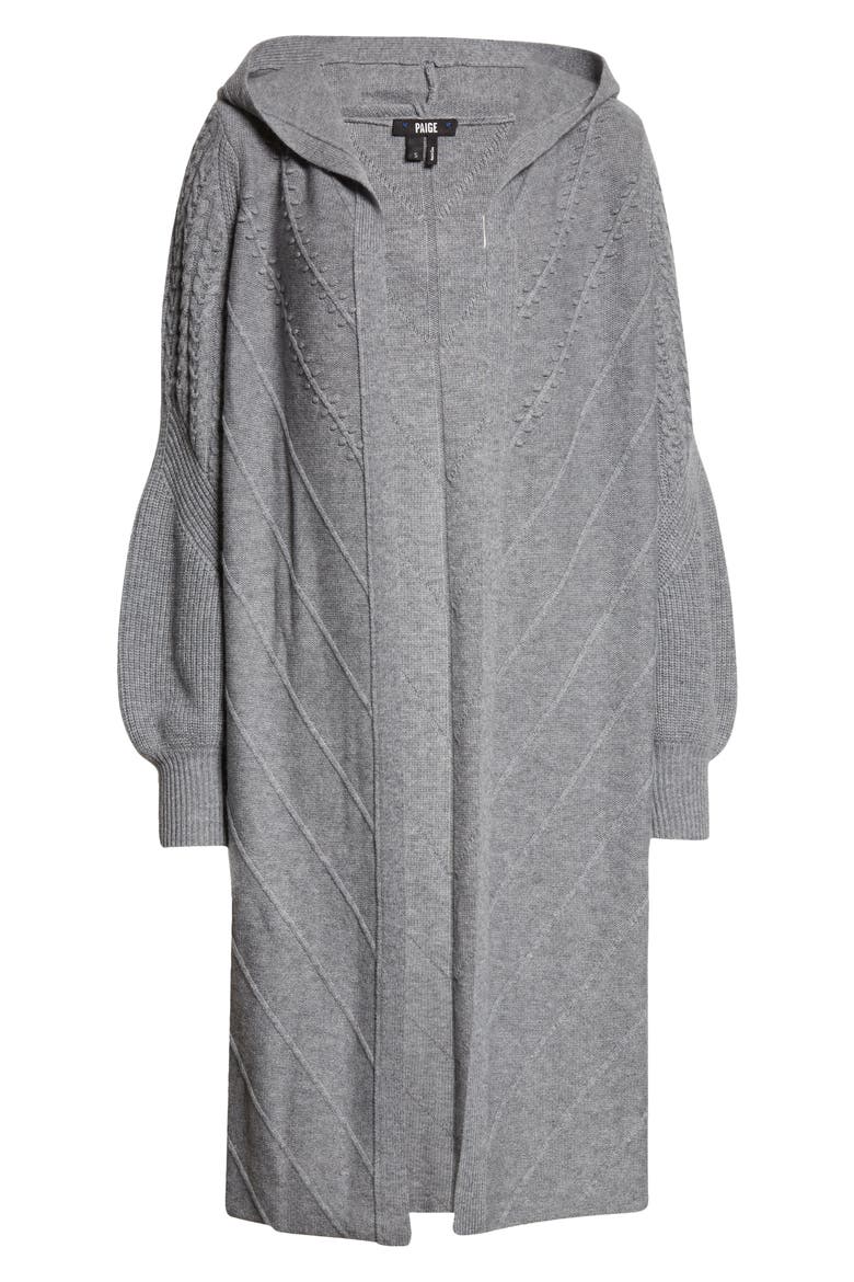 Hazel Hooded Wool Blend Sweater Coat, Alternate, color, HEATHER GREY