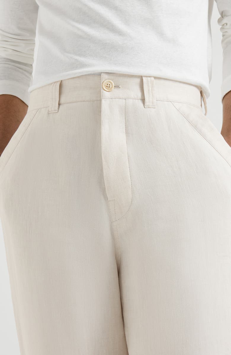 Brunello Cucinelli Linen trousers with drawstring, Alternate, color, Shell