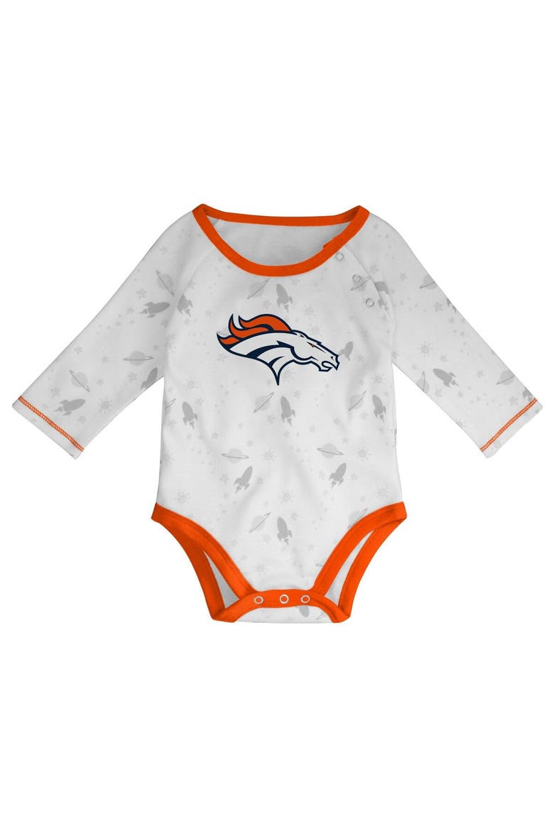 Newborn & Infant White/Orange Denver Broncos Dream Team Bodysuit Pants & Hat Set, Alternate, color, White