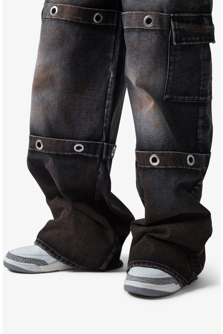 Void Grommet Embellished Baggy Jeans, Alternate, color, WASHED BLACK