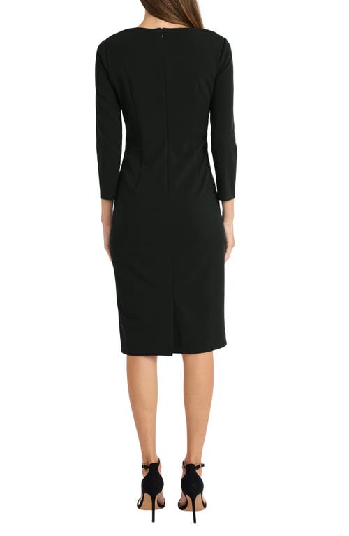 Maggy London Side Pleat Sheath Dress In Black