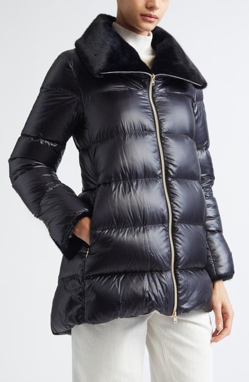 Herno Faux Fur Lined Water Repellent Quilted Down Jacket In Black