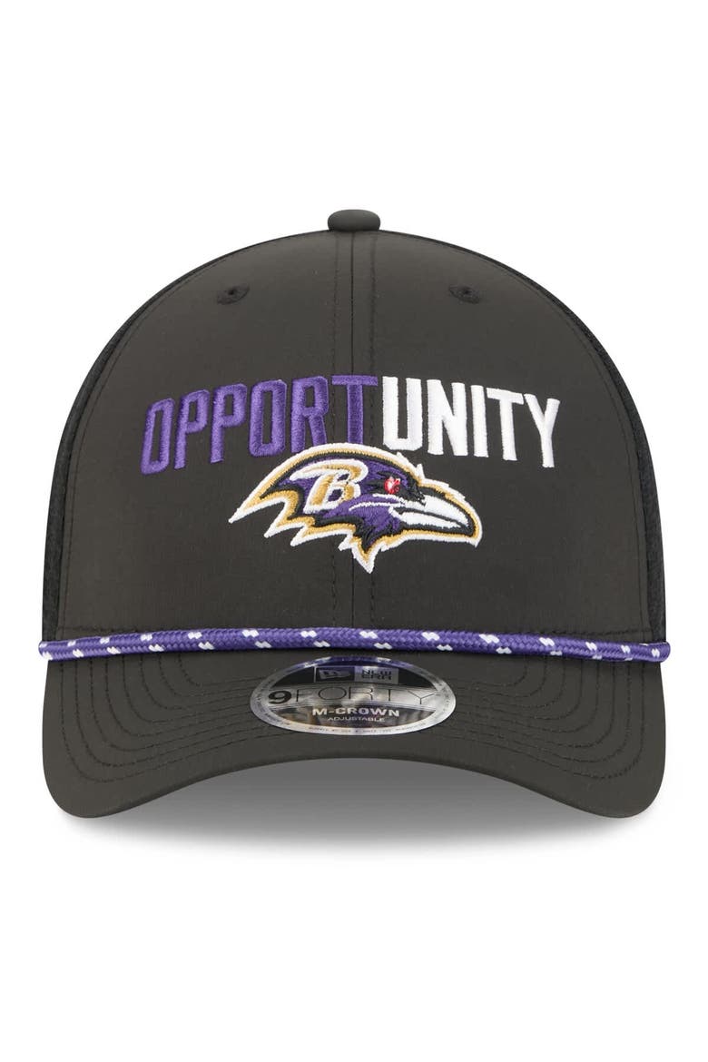 Men's New Era Black Baltimore Ravens 2025 Inspire Change 9FORTY M-Crown Adjustable Hat, Alternate, color, Black