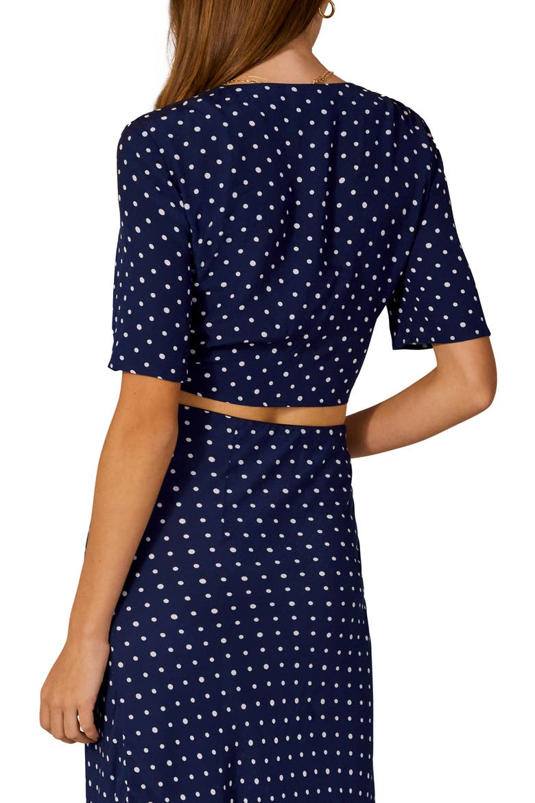 Polka Dot Crop Top, Alternate, color, NAVY POLKA DOT