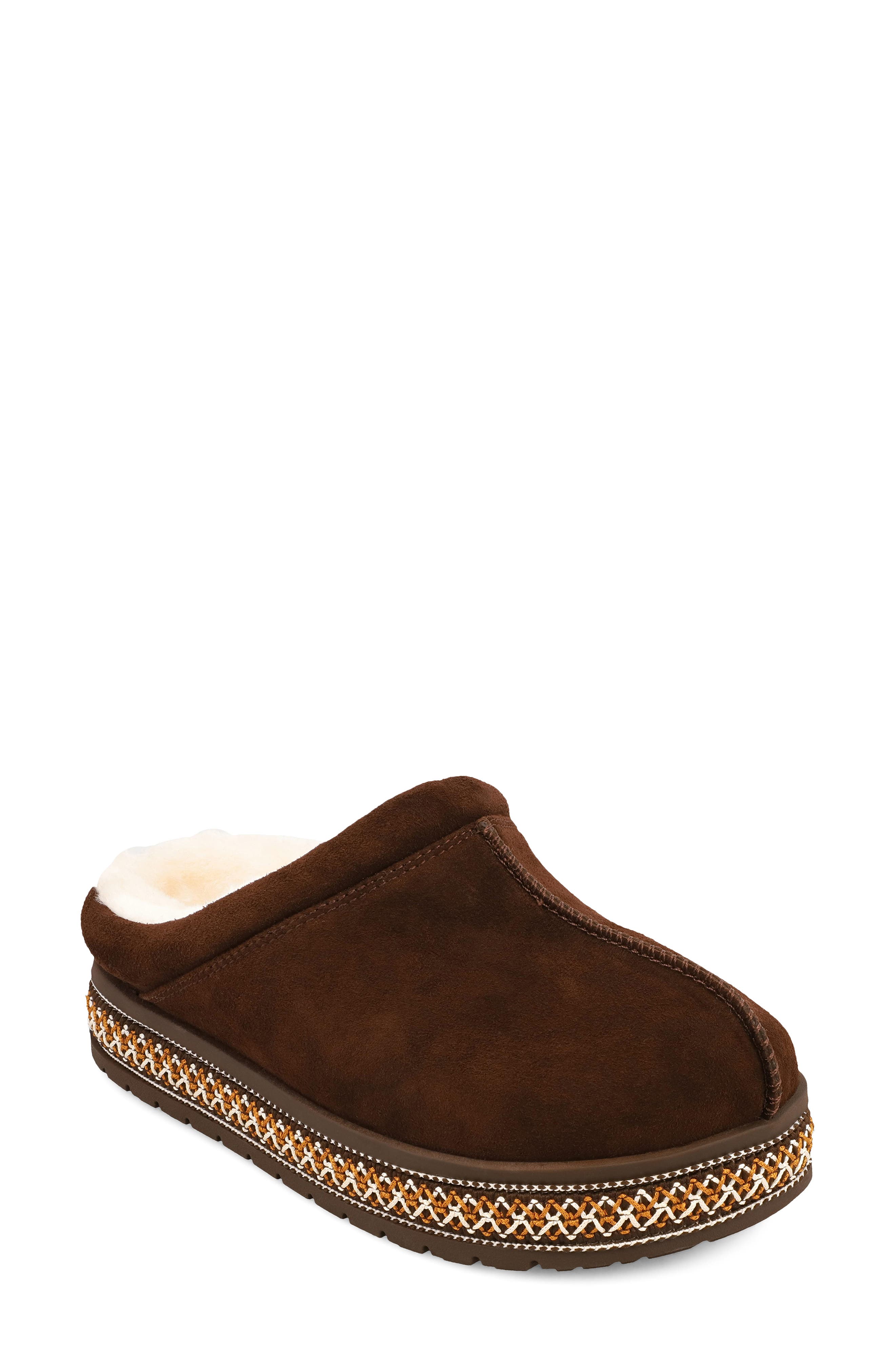 Villas Faux Shearling Clog, Main, color, CHOCOLATE
