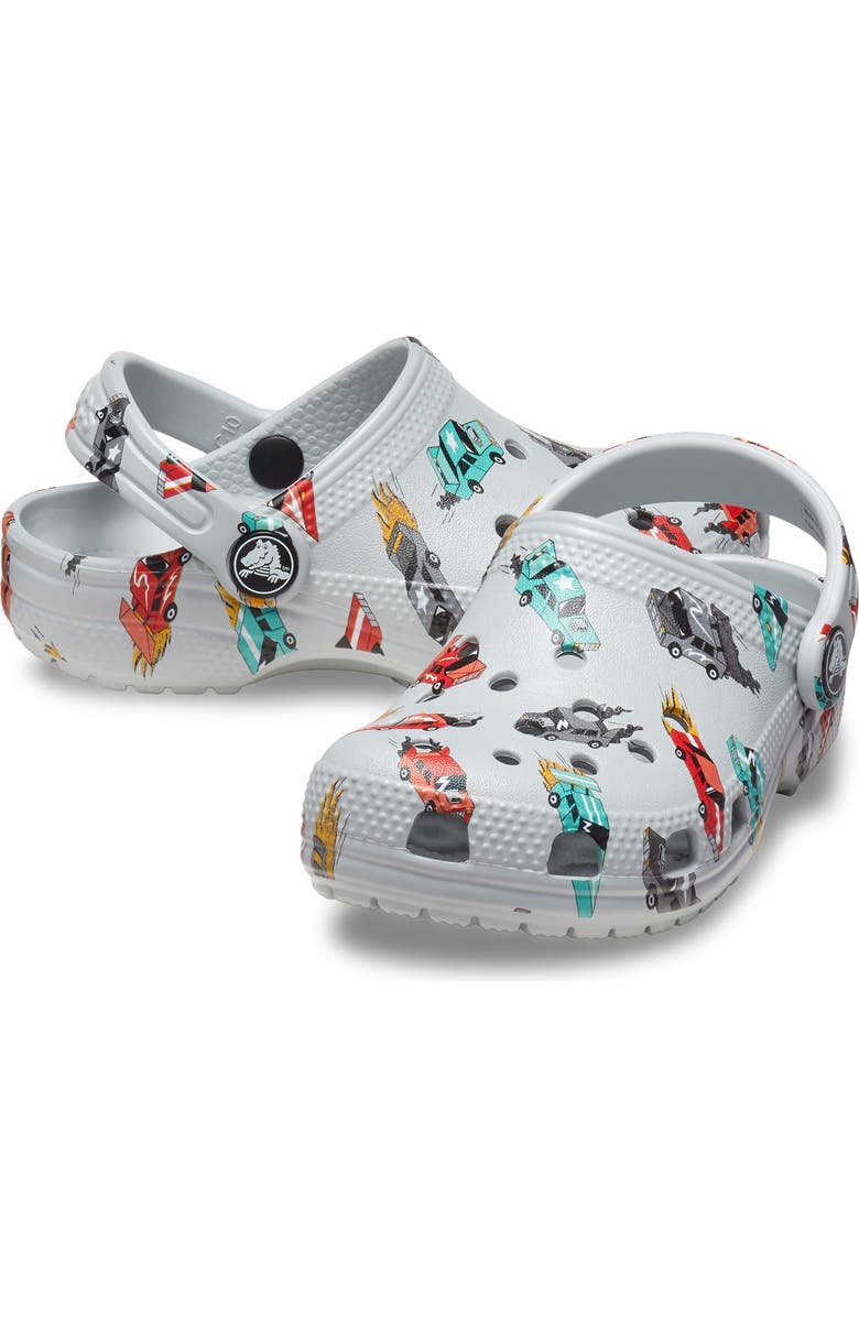 CROCS Kids' Race Car Print Classic Clog, Alternate, color, Mirage/ Multi