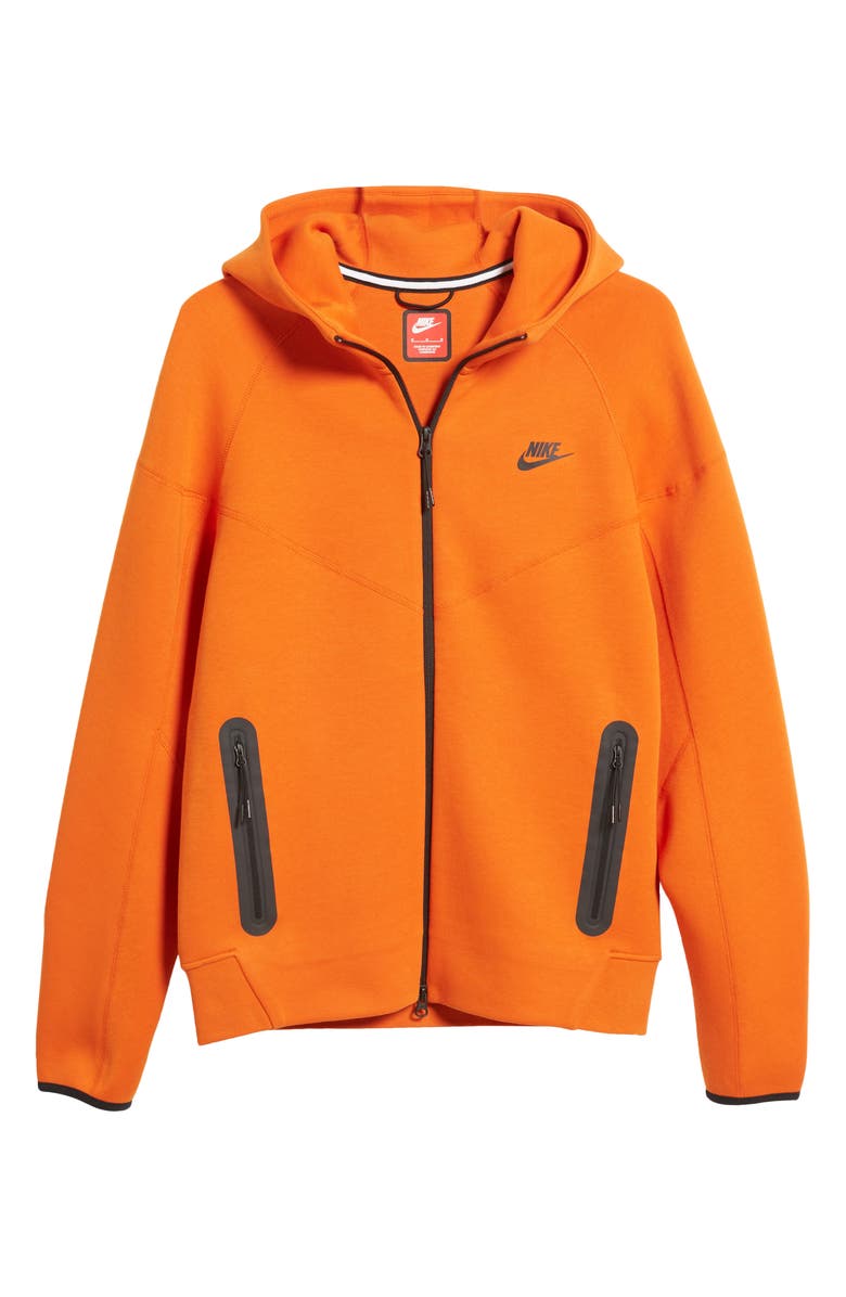 Nike Tech Fleece Windrunner Zip Hoodie, Alternate, color, Campfire Orange/ Black