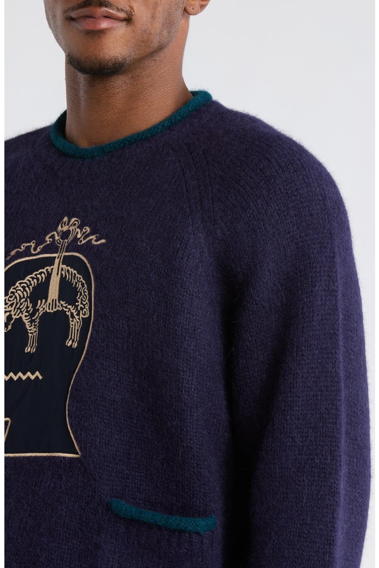 x Brooks Brothers California Logo Embroidered Roll Neck Baby Alpaca Blend Sweater, Alternate, color, NAVY