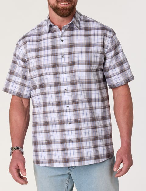 Big & Tall Multi Plaid Microfiber Sport Shirt