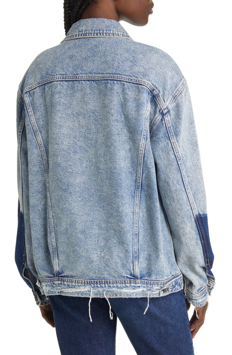 HIDDEN JEANS Colorblock Destroyed Denim Trucker Jacket, Alternate, color, 