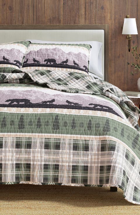 Mountain Scene Plaid Quilt Set