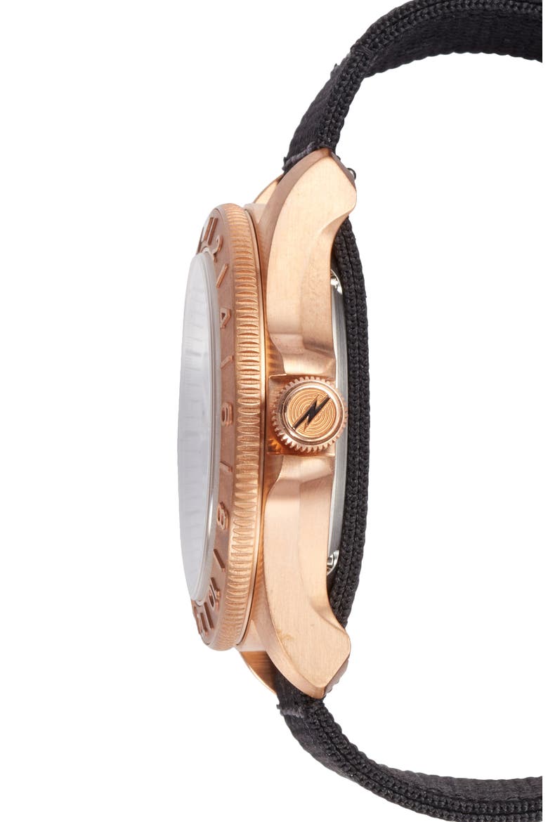 Bronze Monster GMT Automatic Leather & Webbing Strap Watch, 40mm, Alternate, color, DRKBRNDGDE