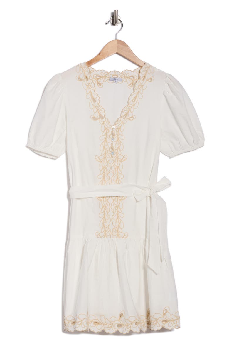 Tulip Short Sleeve Cotton A-Line Dress, Alternate, color, WHITE