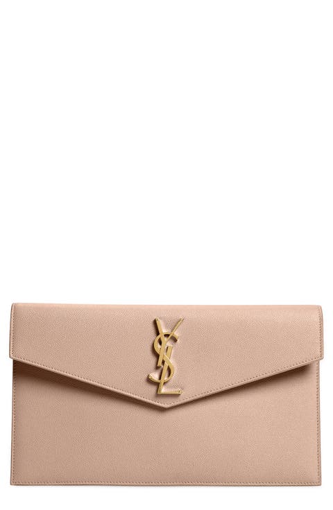 Uptown Calfskin Leather Envelope Clutch