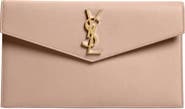 Saint Laurent Uptown Calfskin Leather Envelope Clutch