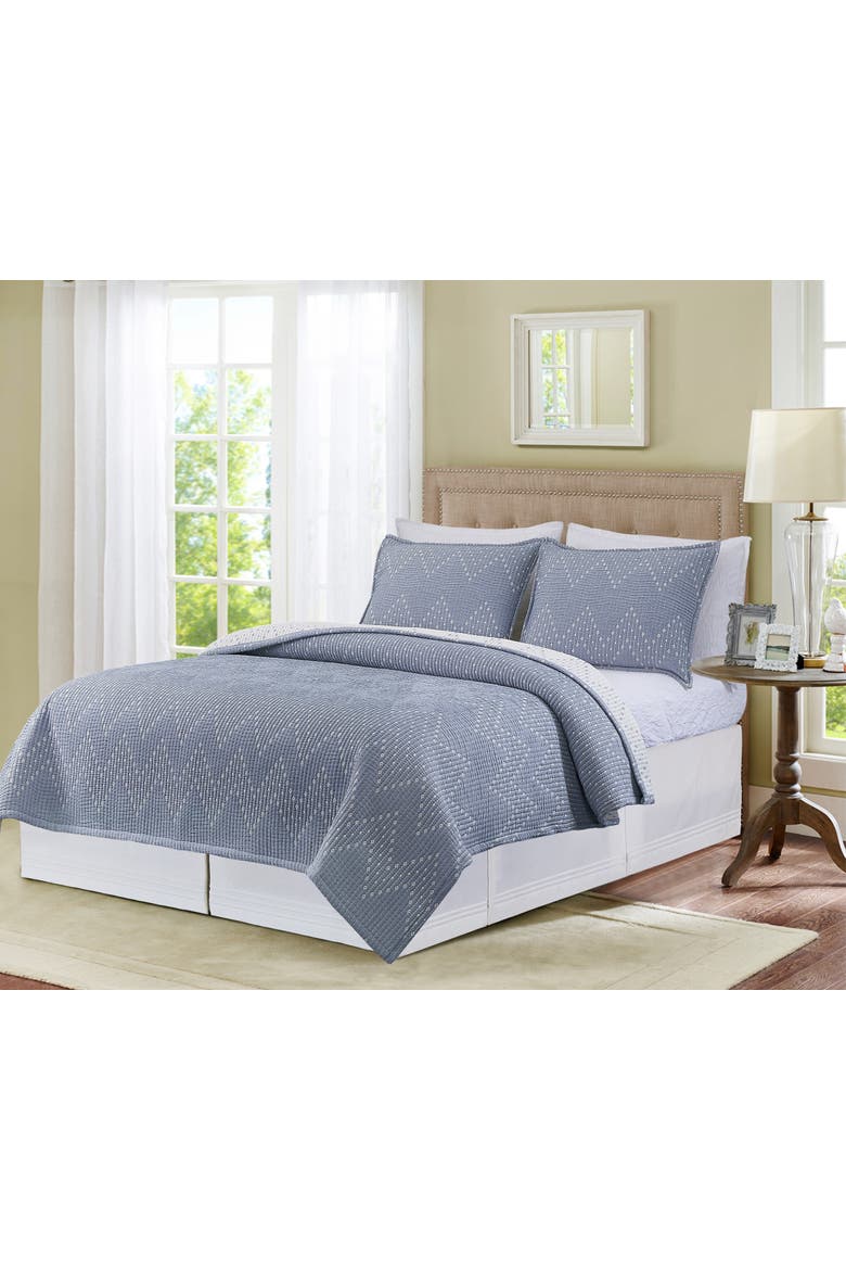 Chambray Maya Jacquard Quilt Bedding Collection, Main, color, Blue