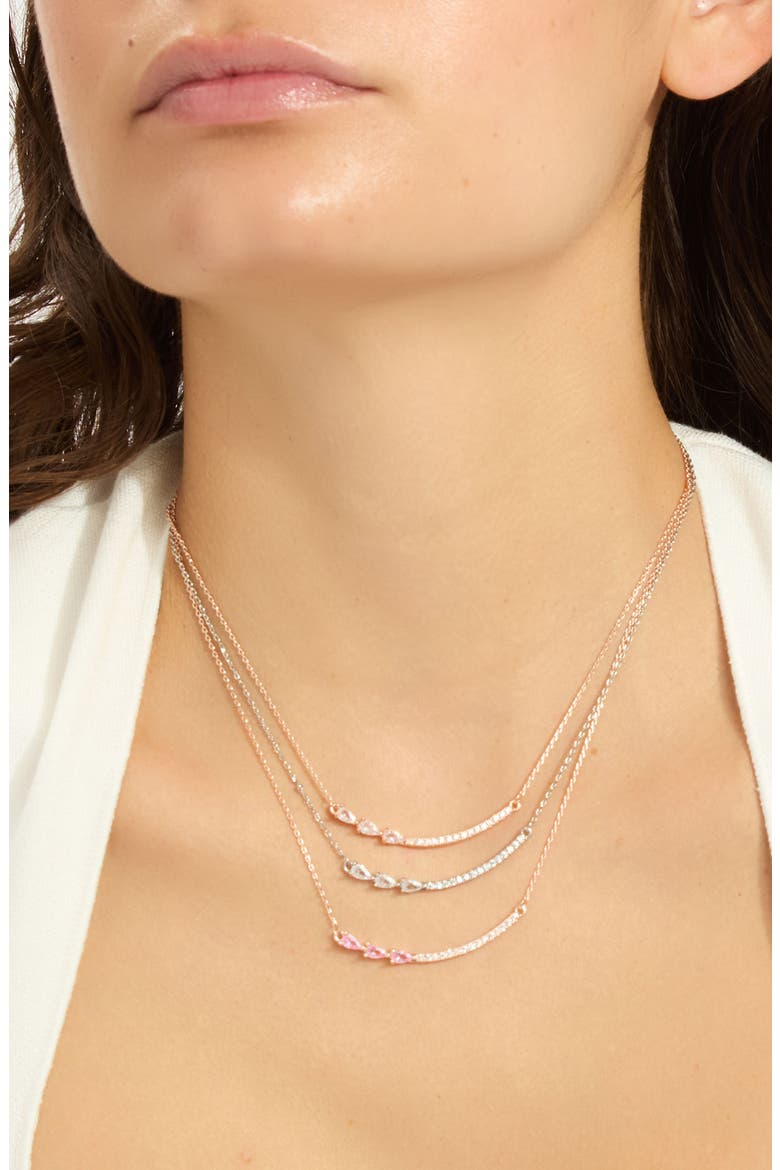 Pear Bar Pendant Necklace, Alternate, color, PINK/CLEAR