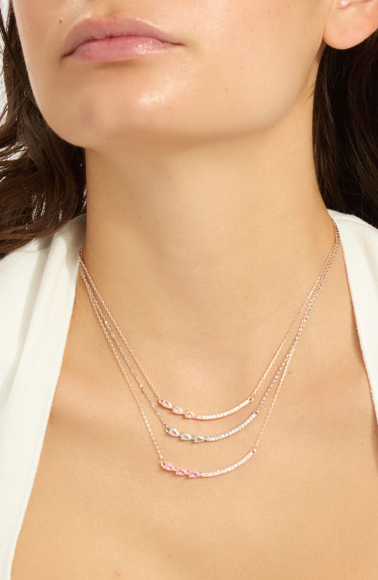 Adornia Pear Bar Pendant Necklace, Alternate, color, Pink/Clear