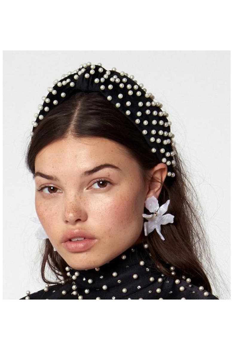 Imitation Pearl Headband, Alternate, color, JET