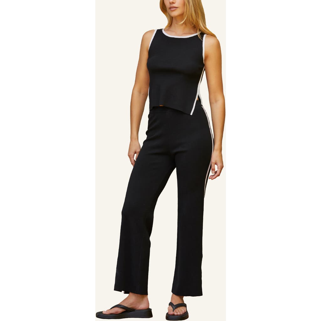 CRESCENT CRESCENT CONTRAST TRIM SWEATER KNIT TWO PIECE SET
