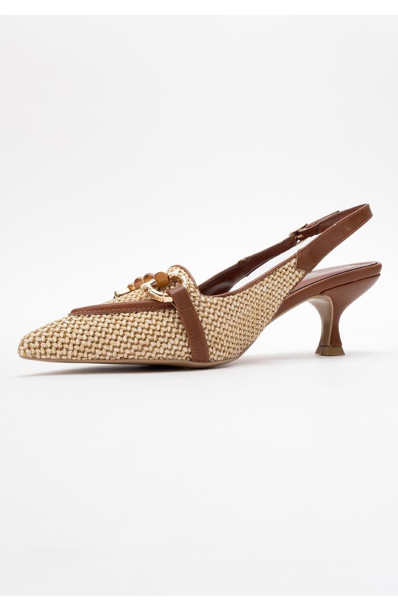 Prologue Shoes Osca Pointed Toe Buckled Slingback Pump, Alternate, color, Cognac
