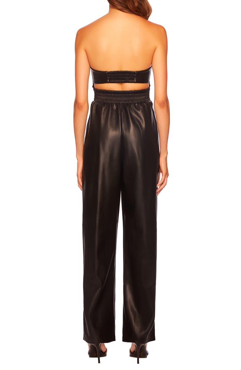 Susana Monaco Wire Strapless Wide Leg Faux Leather Jumpsuit, Alternate, color, 