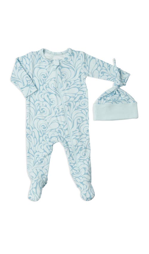 Everly Grey Jersey Long Sleeve Footie & Hat Set In Blue