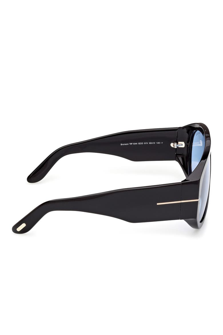Bronson 60mm Aviator Sunglasses, Alternate, color, SHINY BLACK / BLUE