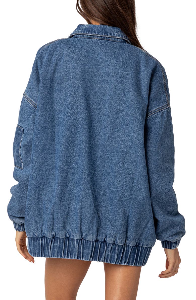 EDIKTED Sophie Oversize Denim Jacket, Alternate, color, Blue-Washed