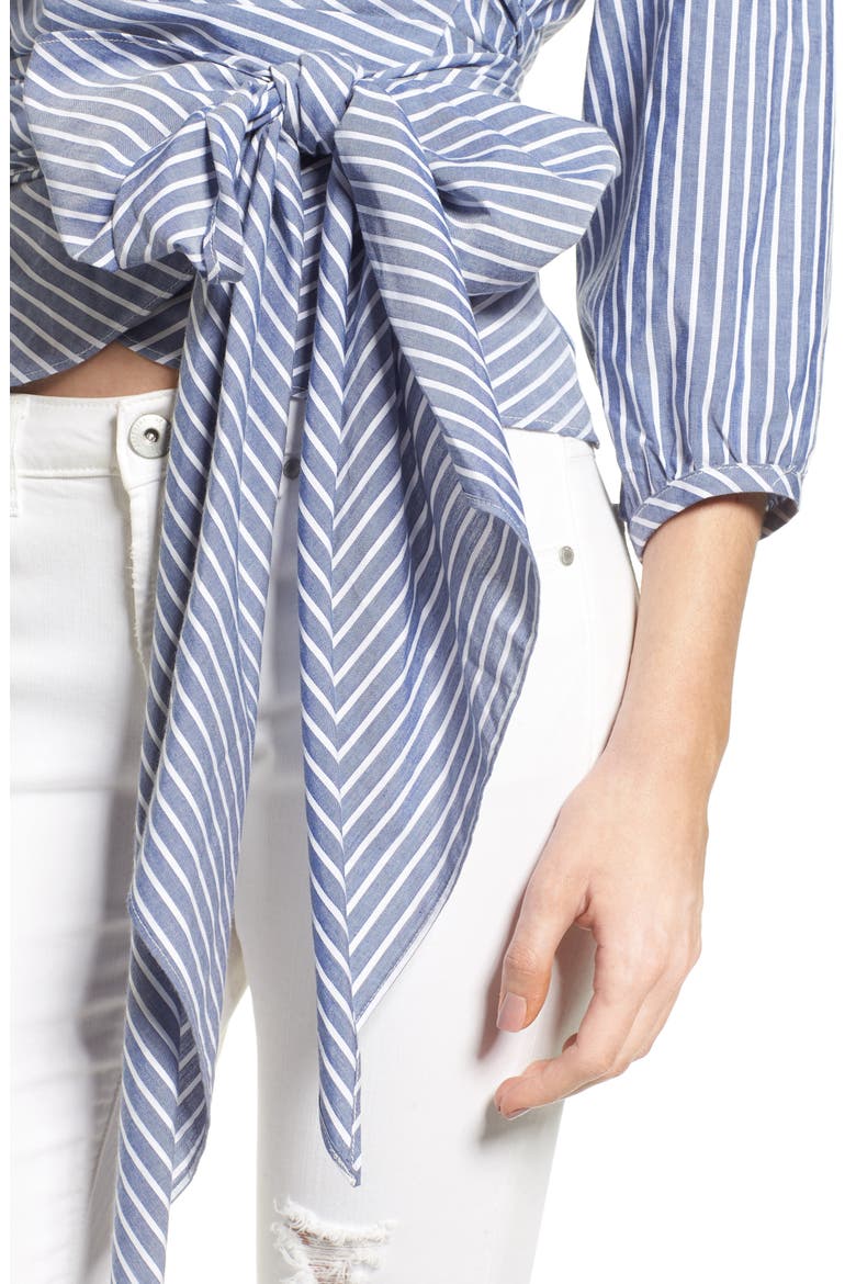 Janis Wrap Top, Alternate, color, NAVY STRIPE