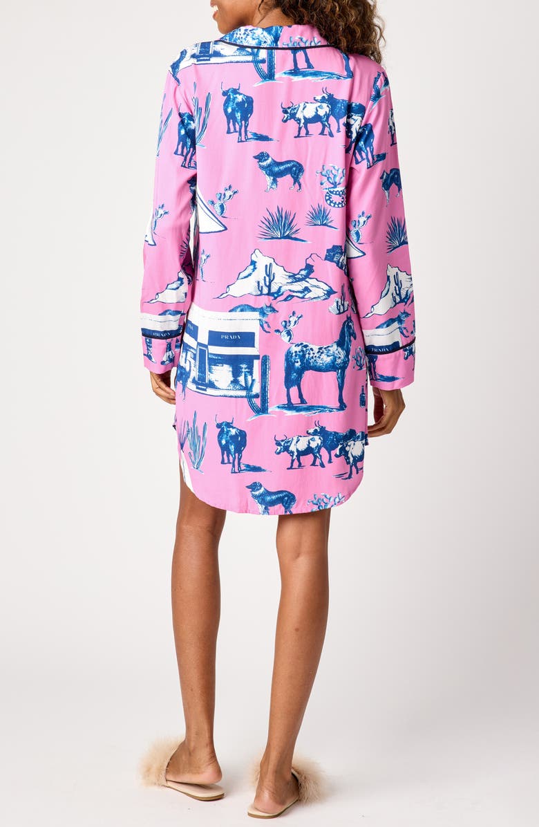 Katie Kime Marfa Toile Cotton Blend Sleep Shirt, Alternate, color, Pink