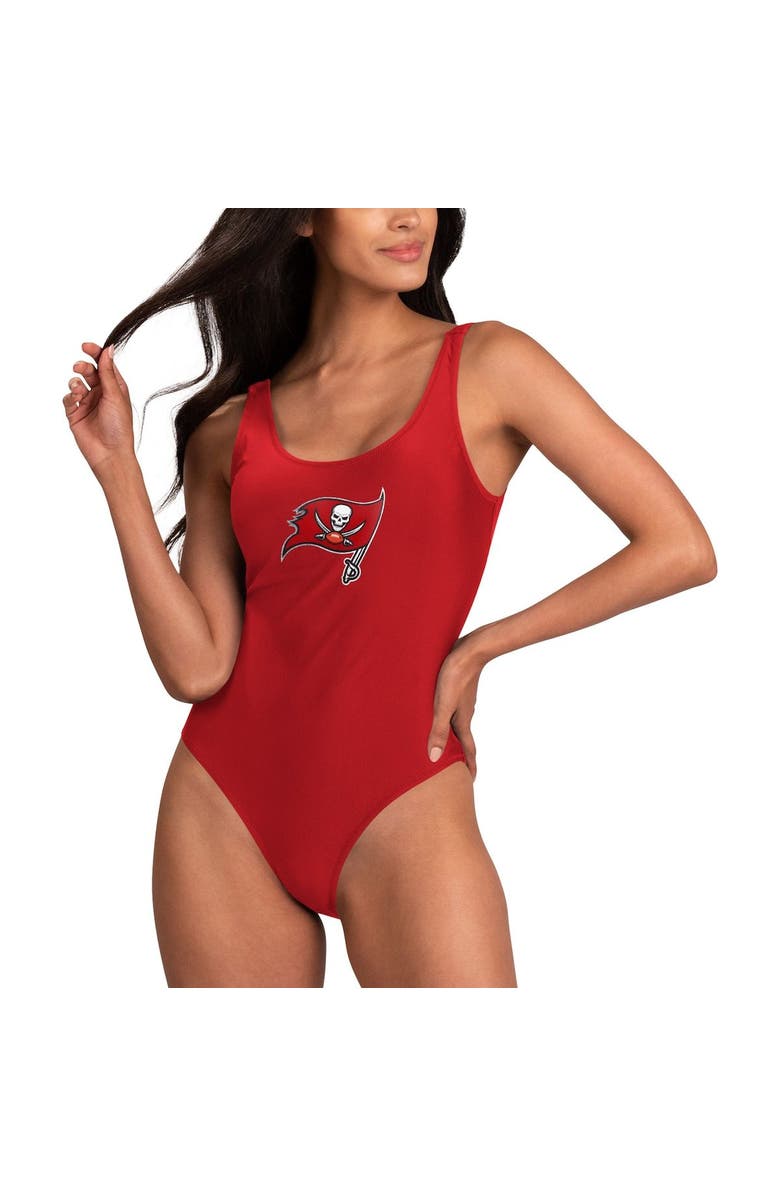 G-III 4HER BY CARL BANKS Women's G-III 4Her by Carl Banks Red Tampa Bay Buccaneers Making Waves One-Piece Swimsuit, Main, color, Red