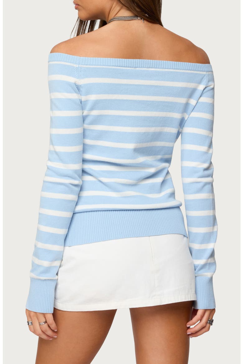 Lori Stripe Off the Shoulder Sweater, Alternate, color, LIGHT-BLUE