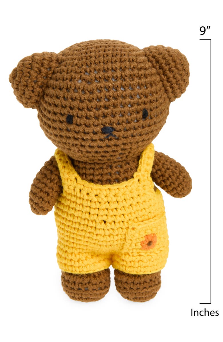 Just Dutch Boris & His Van Gogh Sunflowers Overalls Crocheted Stuffed Animal, Alternate, color, Yellow