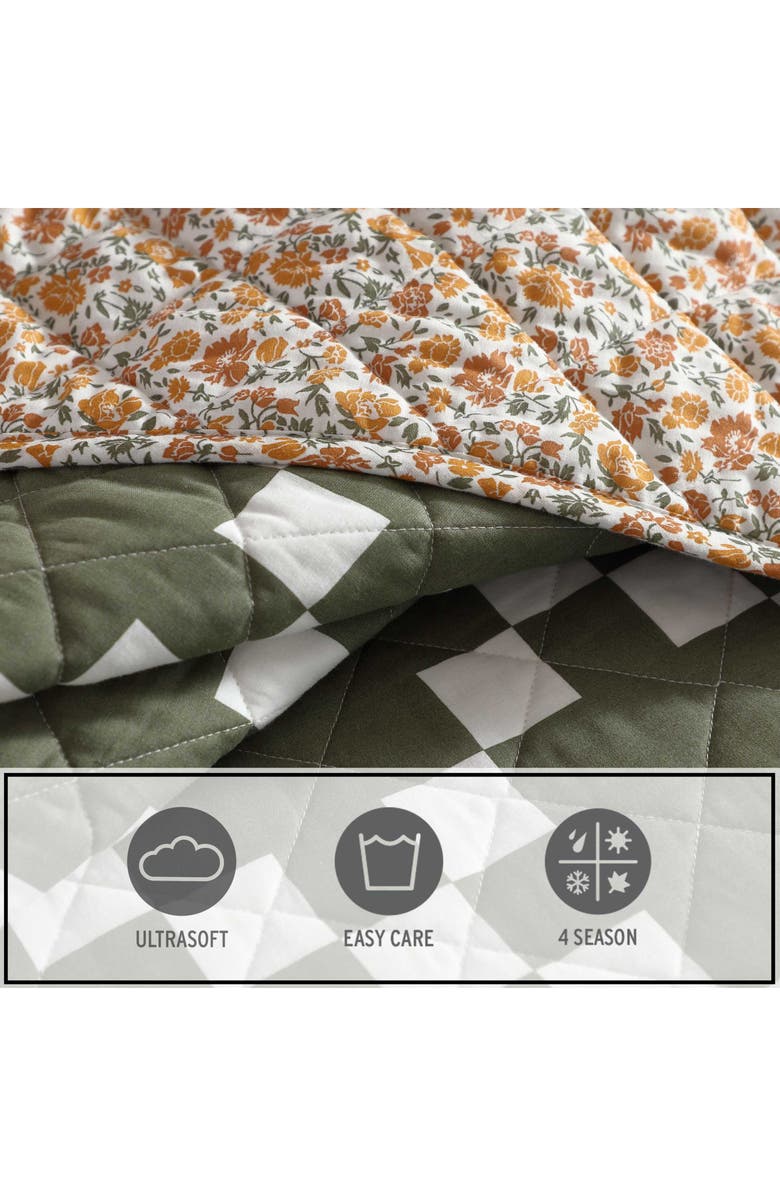 Eddie Bauer Diamond Floral Cotton Twin Quilt & Sham Set, Alternate, color, Green